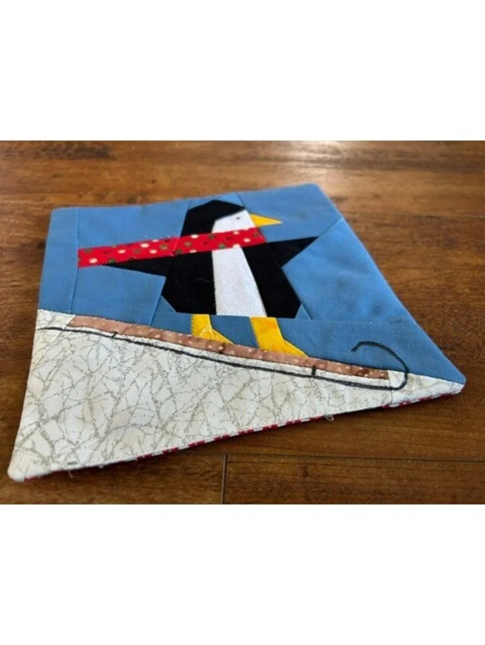 Handmade Quilted Penguin and Sled Coasters Set of 2